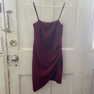Asymmetrical maroon dress
